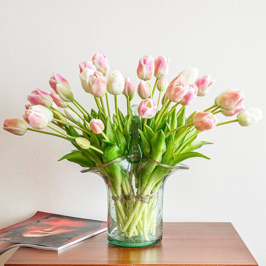 40pcs Artificial Tulips Flowers,Real Touch Latex Bouquet,Fake Tulips for Office Wedding Party Hom... | Amazon (US)