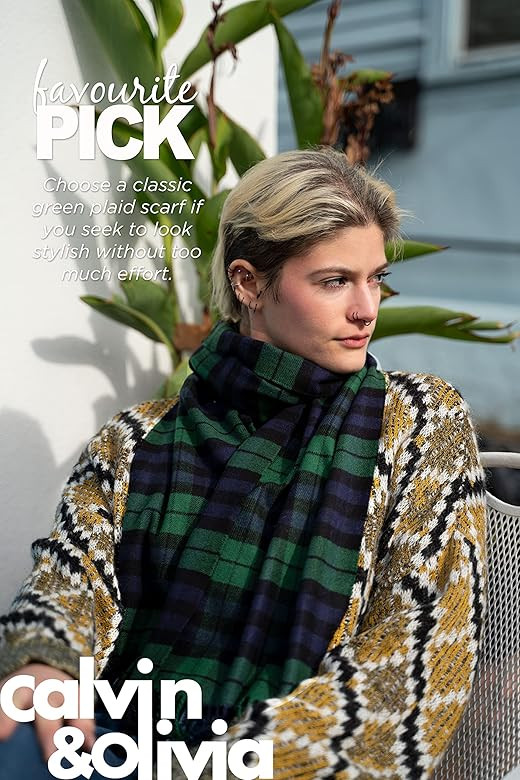 CALVIN & OLIVIA Cashmere Feel Scarf Soft Winter Soft Tartan Plaid Fashion Nova Scottish Check Mul... | Amazon (US)