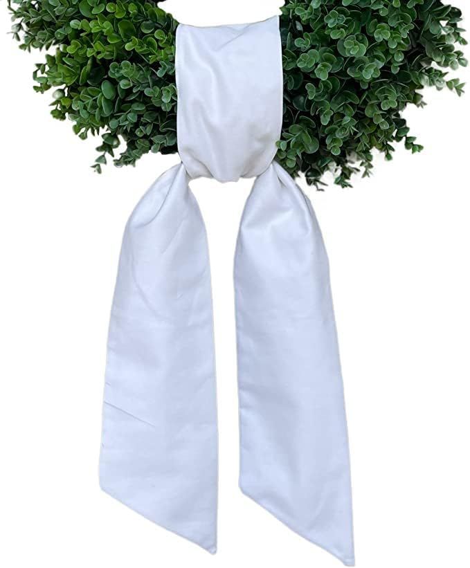 Blank White Wreath Sash for Embroidery Monogram - Wreath Accessories - Polyester - 4.5" W x 56" L... | Amazon (US)