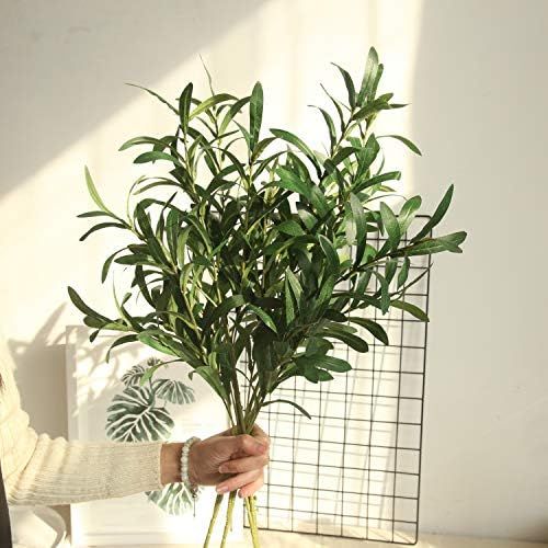 NOLAST 4pcs Faux Greenery Branches Stems Fake Olive Branches Artificial Plants for Vase Home Party Decoration (Green) | Amazon (US)