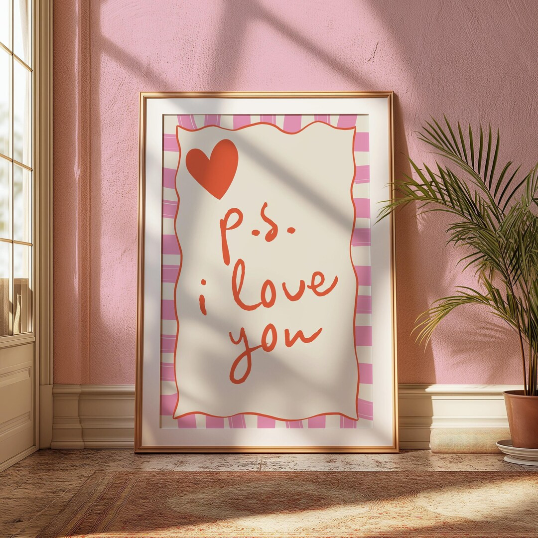 P.s I Love You Print, Red Trendy Valentine Print, I Love You Romantic Wall Art, Galentine Decor, ... | Etsy (US)