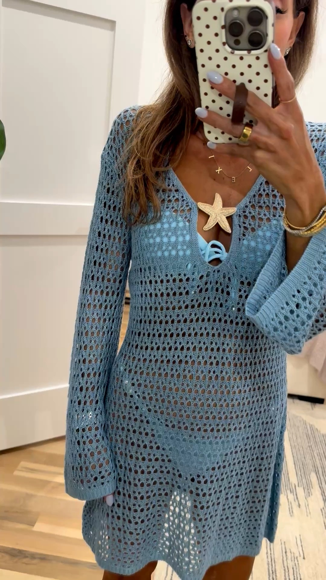 The cutest blue swim coverup wearing smallest size code belbel15

#LTKSwim #LTKPetite