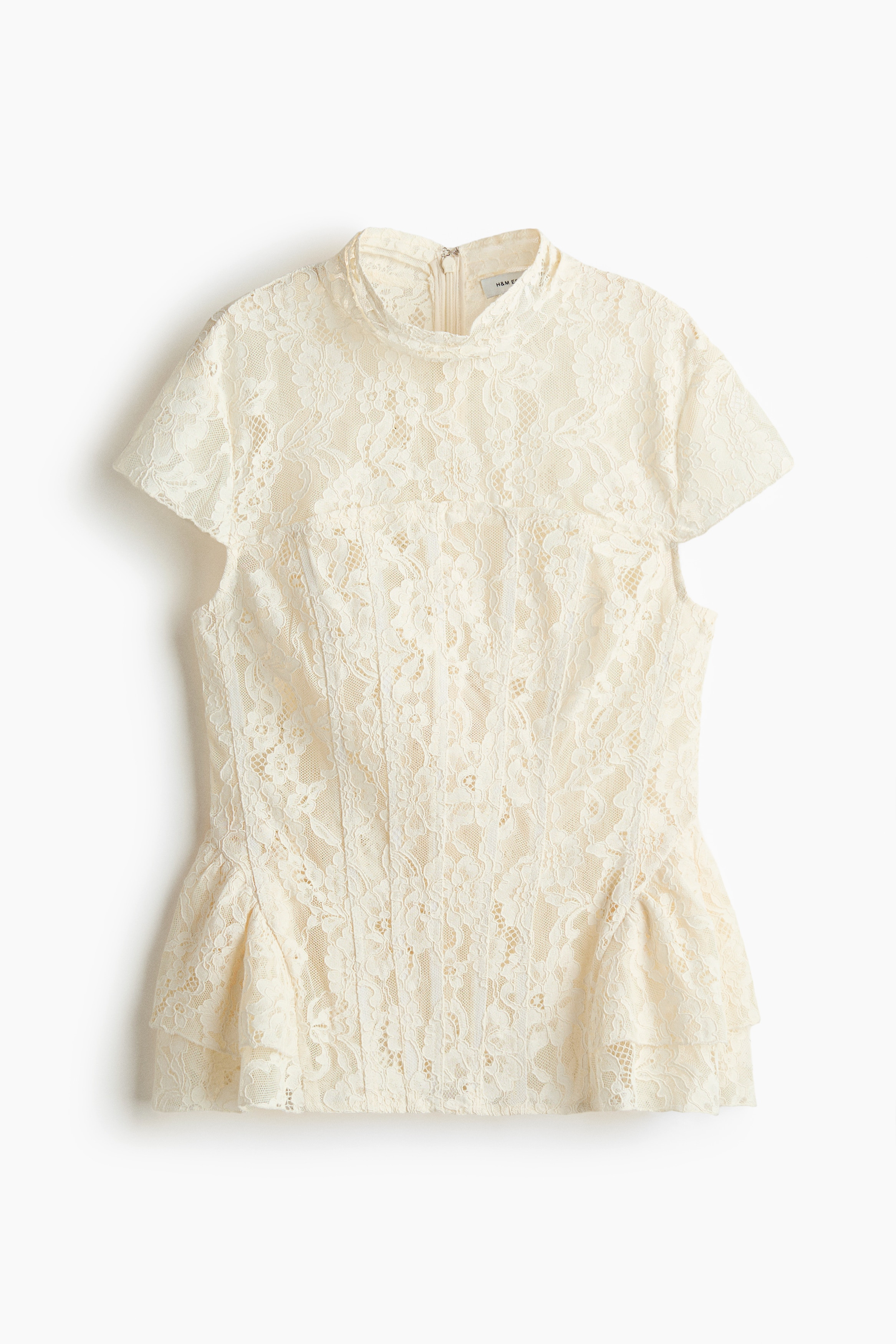 H & M - Lace peplum top - Cream | H&M (UK, MY, IN, SG, PH, TW, HK)