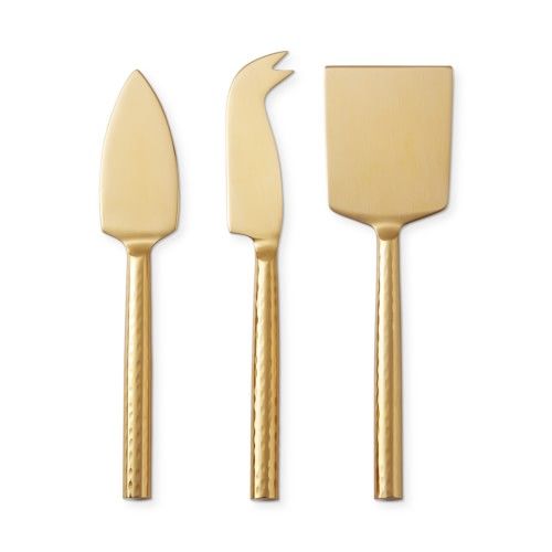 Antique Brass Hammered Cheese Knives, Set of 3 | Williams-Sonoma