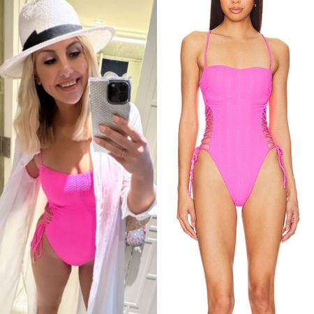 Gina Kirschenheiter’s Pink Lace Up One Piece Swimsuit 📸= @ginakirschenheiter 
