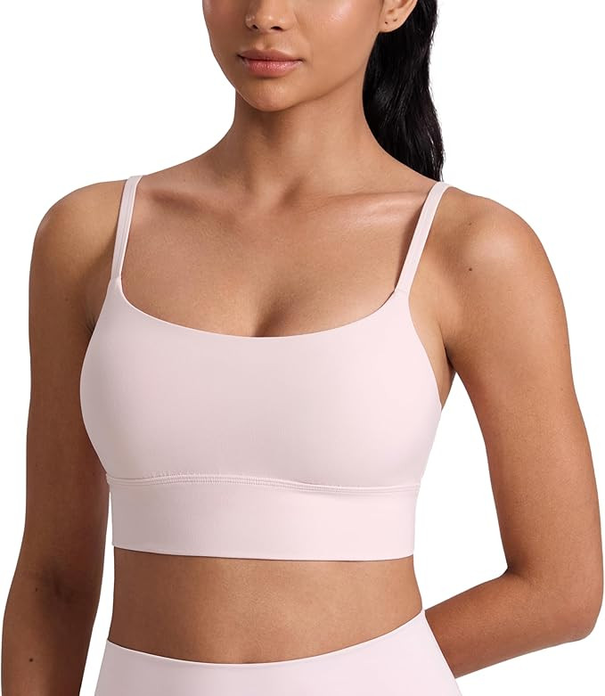 CRZ YOGA Butterlift Scoop Neck Longline Sports Bras for Women - Padded Cami Tank Adjustable Spagh... | Amazon (US)
