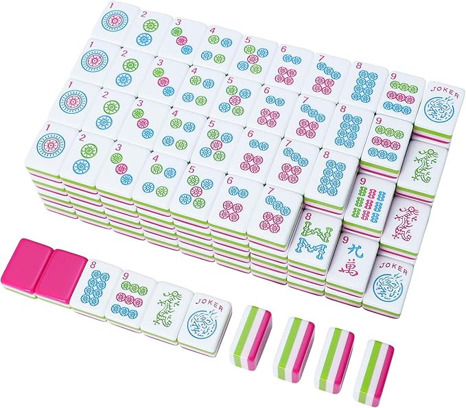 Engraved American Mahjong Tile Set(4 Layer), 166 Acrylic Mahjong Tiles with A Carrying Bag and Ac... | Amazon (US)