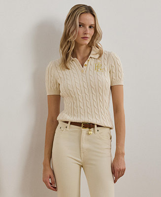 Lauren Ralph Lauren Women's Cable-Knit Polo Shirt, P/XS-3X - Macy's | Macy's