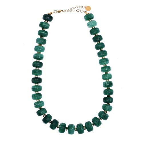 JNF Chunky Beaded Necklace for Women Colorful Large Resin Beads Choker Necklaces Big Bead Boho Statement Neck Summer Prom Jewelry (green Jade) | Amazon (US)