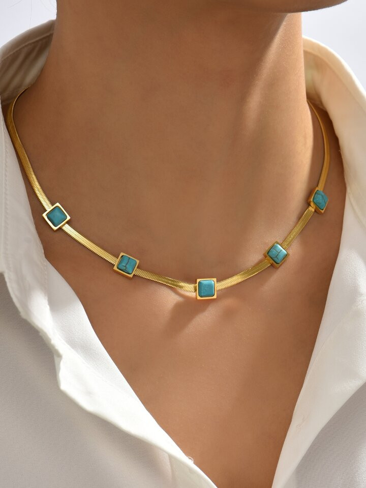 Turquoise Decor Necklace | SHEIN