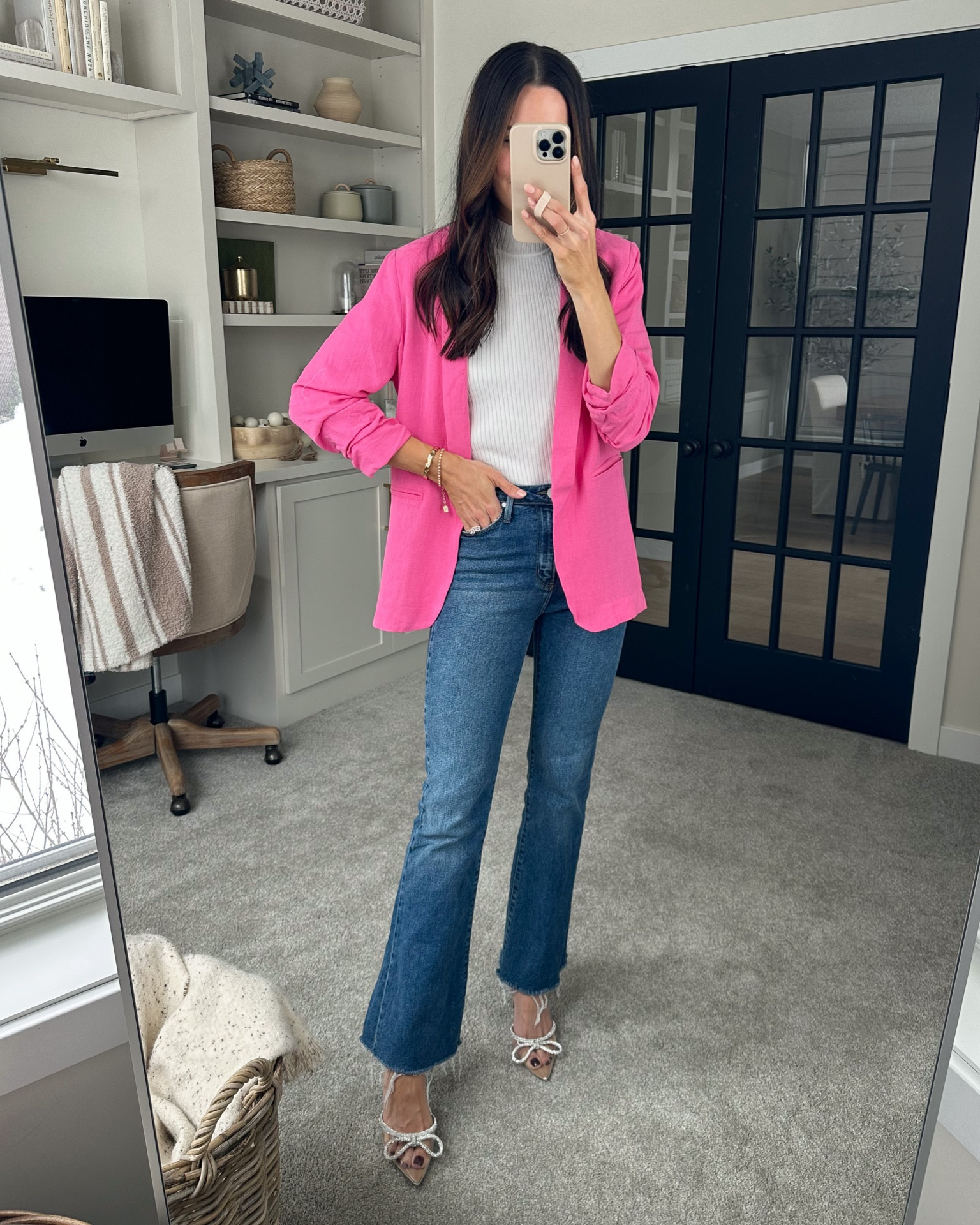 Hot Pink Blazer With Jeans Hot Pink Blazer Outfit Shop