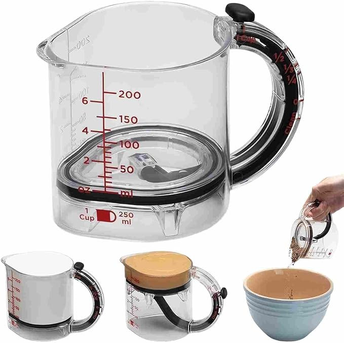 4-in-1 Adjustable Measuring Cup, Adjustable Base Kitchen Measuring Cup, Push-In Measurings Cups w... | Amazon (US)