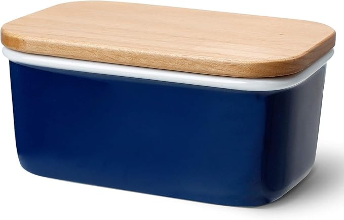 Sweese 301.103 Large Butter Dish - Porcelain Keeper with Beech Wooden Lid, Perfect for 2 Sticks o... | Amazon (US)