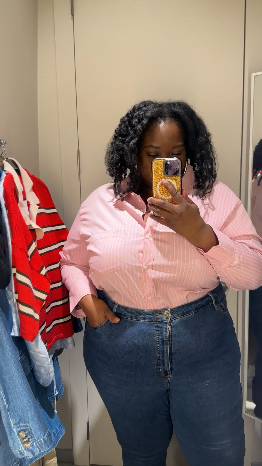 Stripe button down oversized shirt. Wearing an XXL

#LTKMidsize #LTKPlusSize #LTKOver40