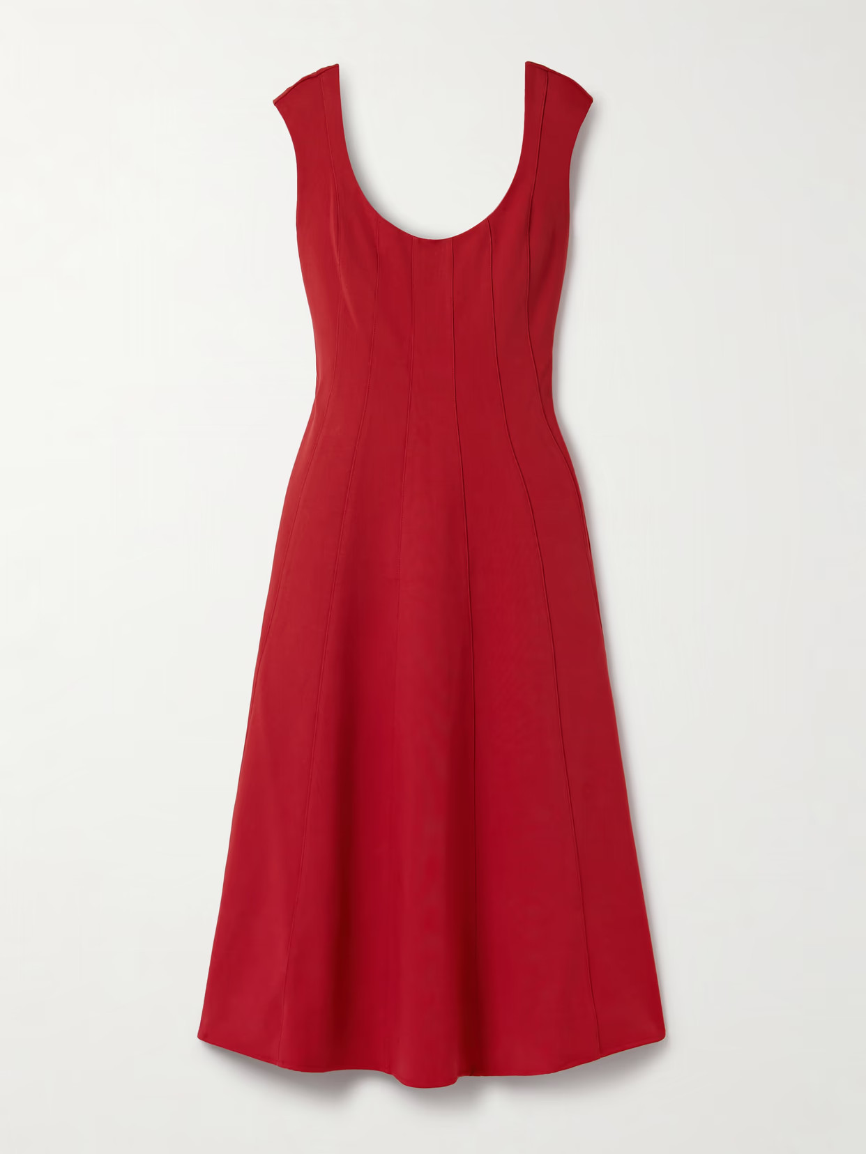 STAUD - Charlotte Woven Midi Dress - Red | NET-A-PORTER (US)
