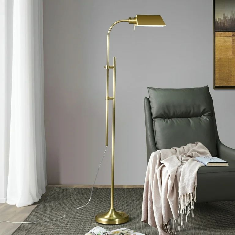 Better Homes and Gardens Adjustable Pharmacy Floor Lamp, 51.5" to 72", Modern Style, Brass Finish | Walmart (US)