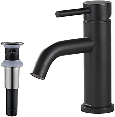 Rainovo Single Handle Bathroom Faucet with Pop-Up Sink Drain Matte Black, Single Hole Bathroom Si... | Amazon (US)
