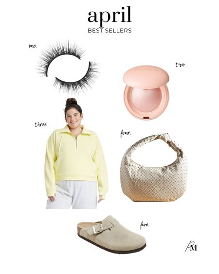 April best sellers! You already know I love the lashes and have been wearing them on repeat. This Rare Beauty highlighter is so pretty! I love this yellow pullover and oversized Anthropologie shoulder bag. These clogs from Target are perfect for travel or a casual weekend look. 

#LTKbeauty #LTKSeasonal #LTKstyletip