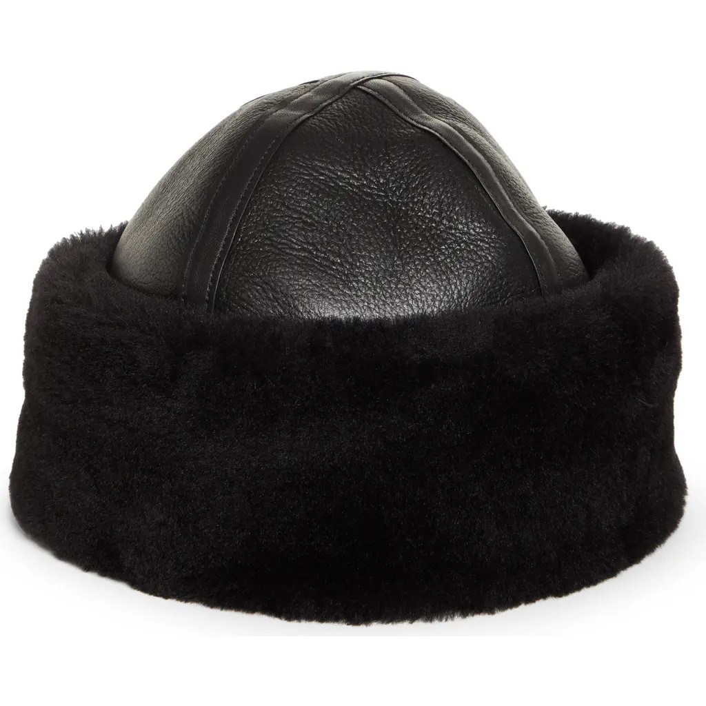 TOTEME Genuine Shearling Hat in Black at Nordstrom, Size X-Small | Nordstrom