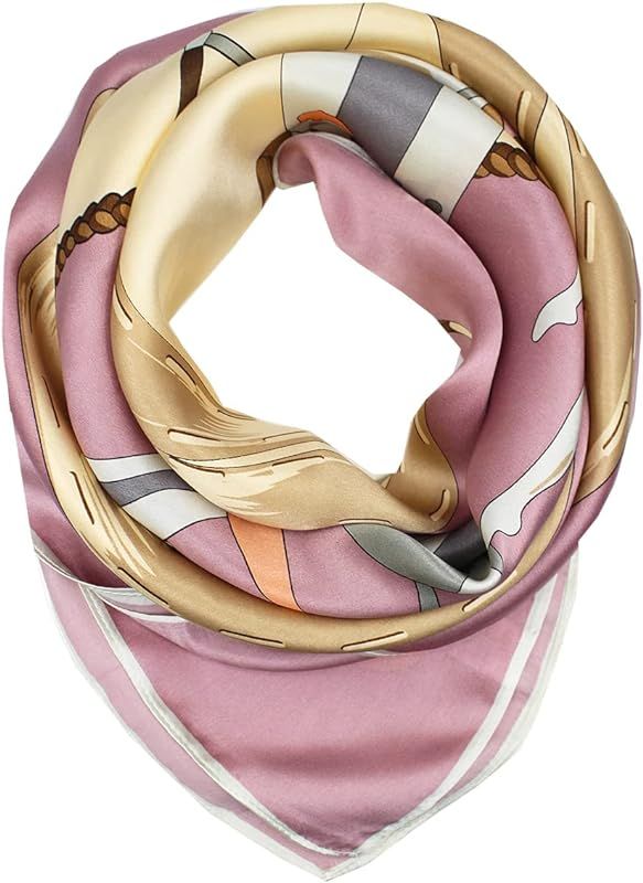 100% Pure Mulberry Silk Scarf 35" Large Square Lightweight Headscarf –Women’s Hair Wraps-With Gift P | Amazon (US)