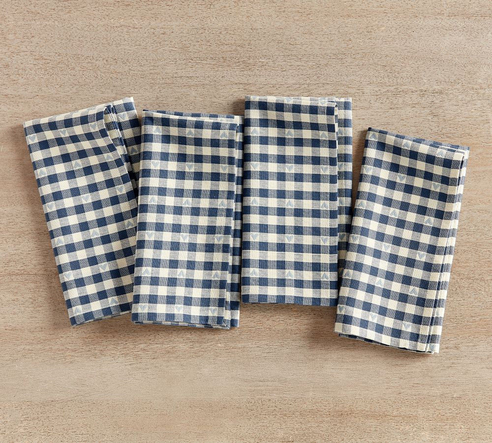 Heart Gingham Organic Cotton Napkins - Set of 4 | Pottery Barn (US)