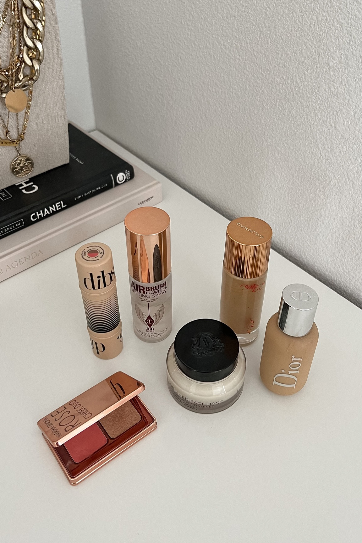 Fresh dewy light Makeup, favorite base products, Charlotte tilbury, dibs stick, Natasha demons cheek duo blush, Bobbi brown vitamin enriched, Dior face body foundation, setting spray cream bronzer contour 

#LTKSale #LTKbeauty #LTKwedding