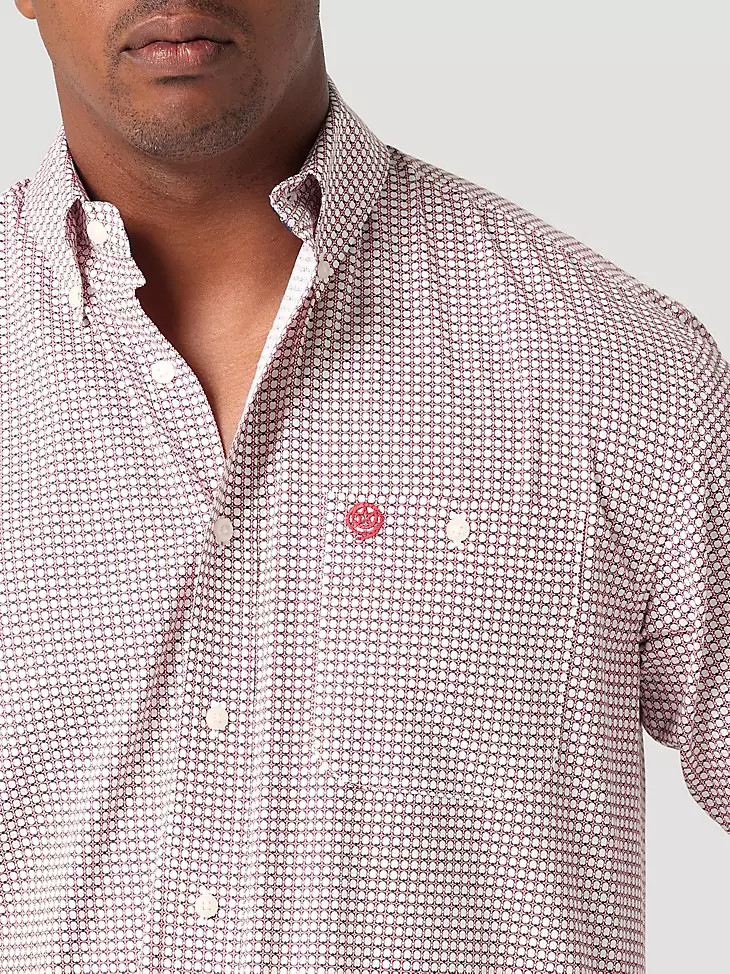 Men's George Strait Long Sleeve Button Down One Pocket Printed Shirt in Ruby Revival | Wrangler