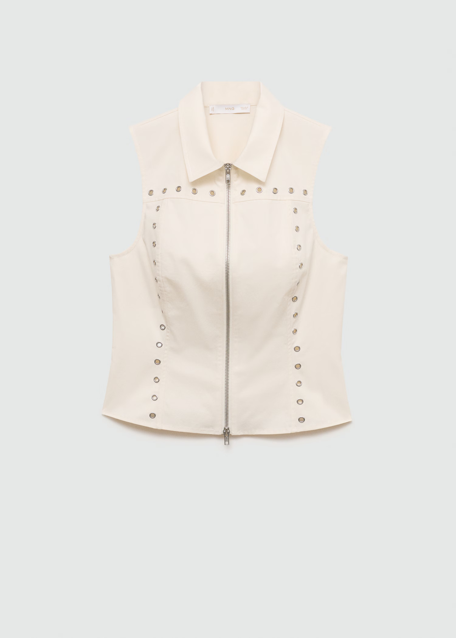 Studded top with zipper | Mango (US/MX/AU)
