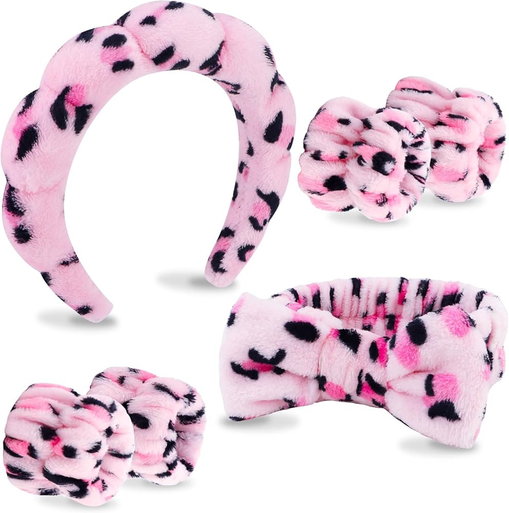 VELSCRUN 6 Pack Spa Headband, Makeup Headband, Face Wash Headbands, Skincare Headbands, Pink Leop... | Amazon (US)
