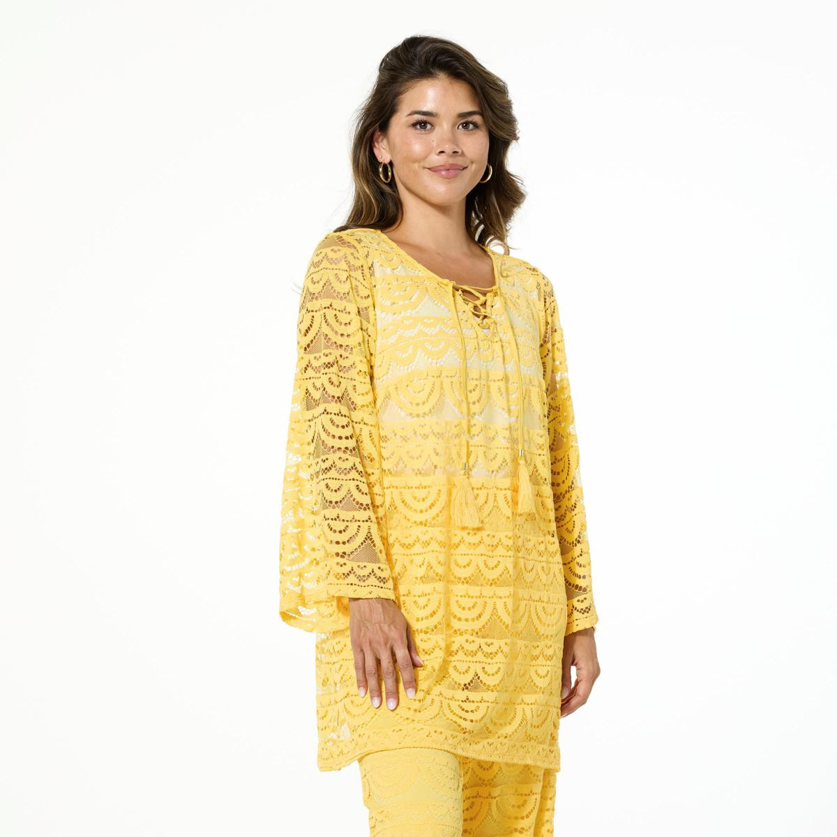 Colleen Lopez Woven Lace V-Neck Tunic | HSN