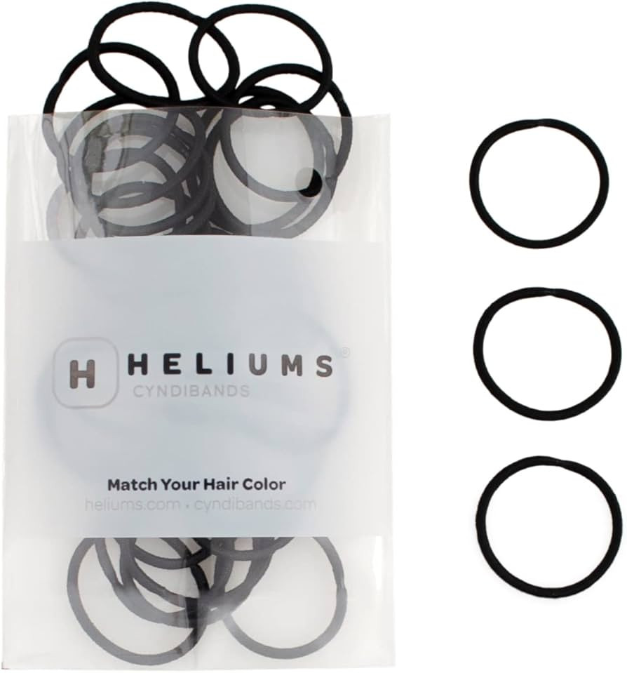 Heliums Small Hair Ties - Black - 1 Inch Hair Bands, 2mm Hair Elastics For Thin Hair and Kids - N... | Amazon (US)
