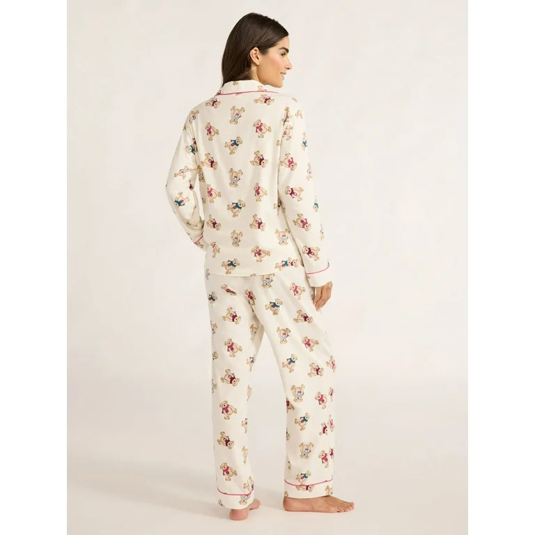 Joyspun Women's Flannel Long Sleeve Top and Pants Pajama Set, 2-Piece, Sizes XS-3X | Walmart (US)