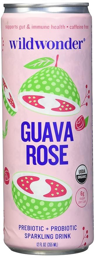 Wild Wonder Organic Guava Rose Prebiotic & Probiotic Drink, 12 FZ | Amazon (US)