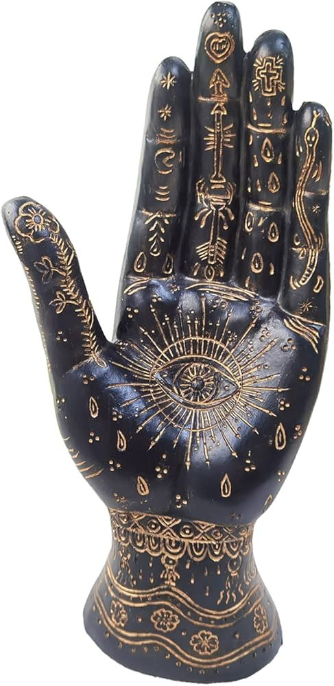 Palmistry Hand Resin Statue Telling Palm Reading, Ancient Mystical Palm with Lines and Symbols Sc... | Amazon (US)