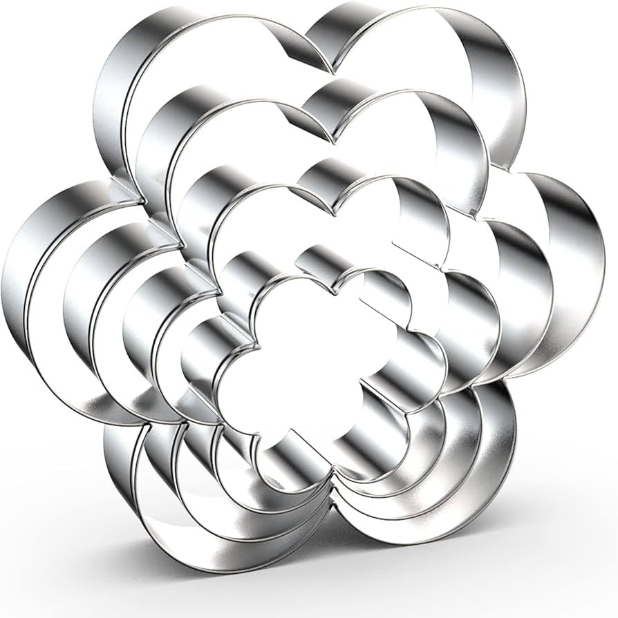 Scallop Flower Cookie Cutter Set Large - 5 Inch, 4 Inch, 3 Inch, 2 Inch - Six Petal Scalloped Edg... | Amazon (US)
