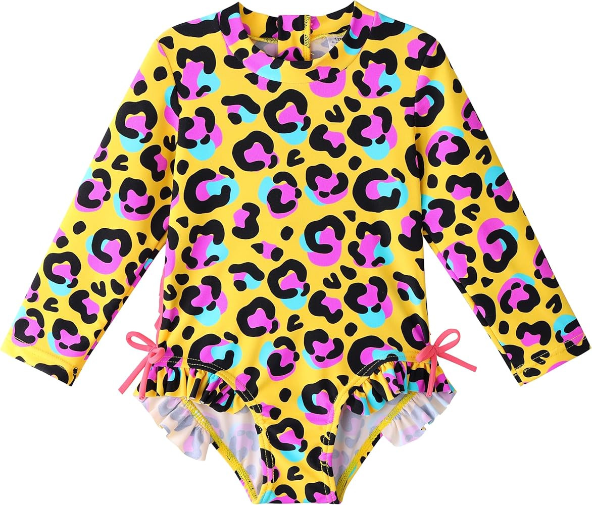 XFGIRLS Baby/Toddler Girls Swimsuit Long Sleeve One-Piece Bathing Suit Rash Guard for Kids UPF 50... | Amazon (US)