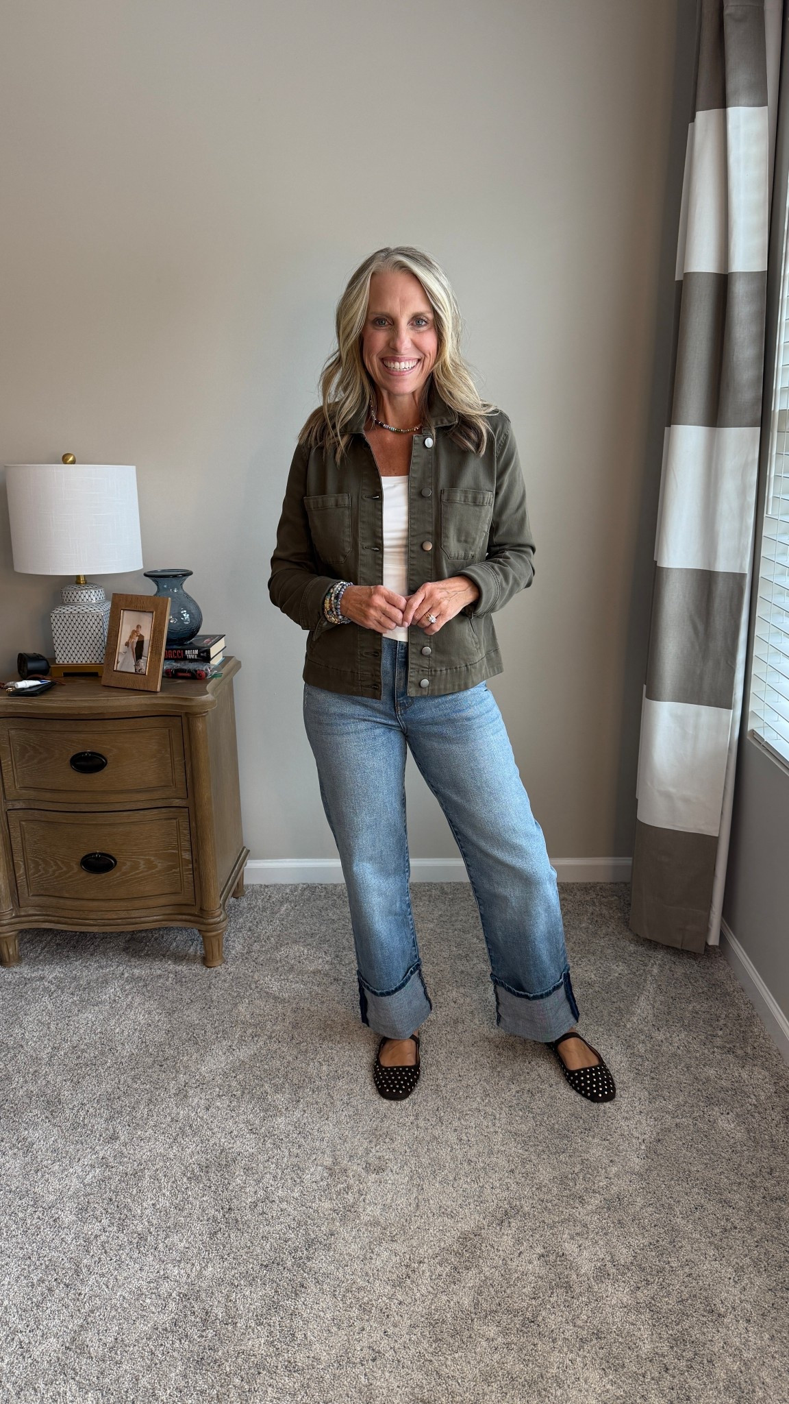Love this KUT from the Kluth jacket that’s a great alternative to a denim jacket. Wearing size small. 
Use COAST20 on Allie + Bess

#LTKFindsUnder100 #LTKOver40 #LTKStyleTip