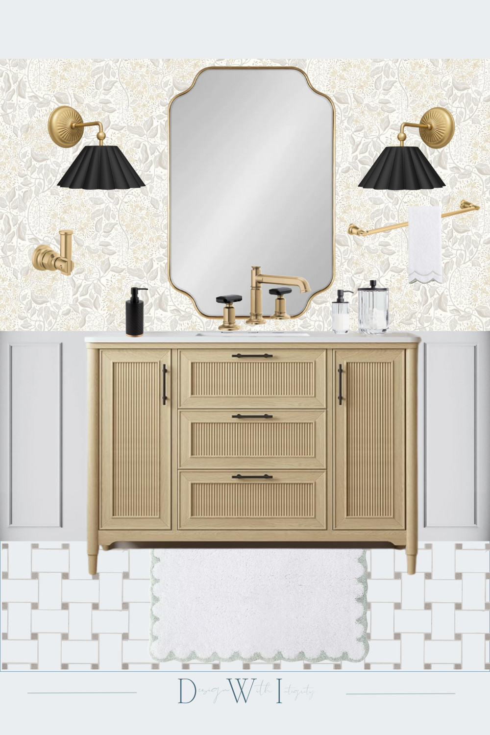 Timeless Bathroom Design with Modern Details

This bathroom mood board combines classic elements with fresh updates for a look that is both refined and current. A fluted vanity in warm wood tones pairs effortlessly with brushed brass fixtures, while black accents add a modern contrast. The patterned wallpaper and mosaic floor tile ground the design with timeless charm, creating a space that feels elevated yet inviting.

Follow for more curated mood boards, design inspiration, and product roundups to help bring your dream spaces to life.

#BathroomDesign #BathroomMoodBoard #InteriorDesignInspo #HomeDesignIdeas #BathroomRemodel #InteriorStyling #LTKHome #LTKBathroom #BathroomInspo #InteriorDesignCommunity #HomeDecorIdeas #BathroomFixtures #VanityDesign #TileDesign #ModernClassicStyle #DesignRoundup #HomeStylingInspo #InteriorDesignDaily #DreamBathroom #InteriorMoodBoard
 

 #LTKHome