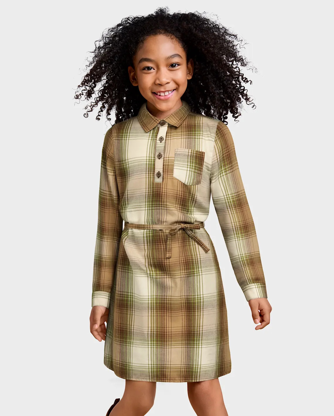 Girls Matching Family Plaid Flannel Shirt Dress - green | The Children's Place