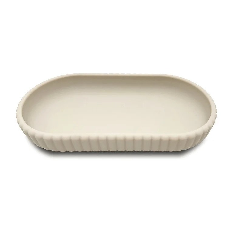 Mainstays Rubberized Plastic Ribbed Accessory Tray, Beige | Walmart (US)
