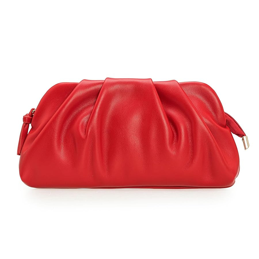 CHARMING TAILOR Chic Soft Vegan Leather Clutch Bag Dressy Pleated PU Evening Purse for Women | Amazon (US)
