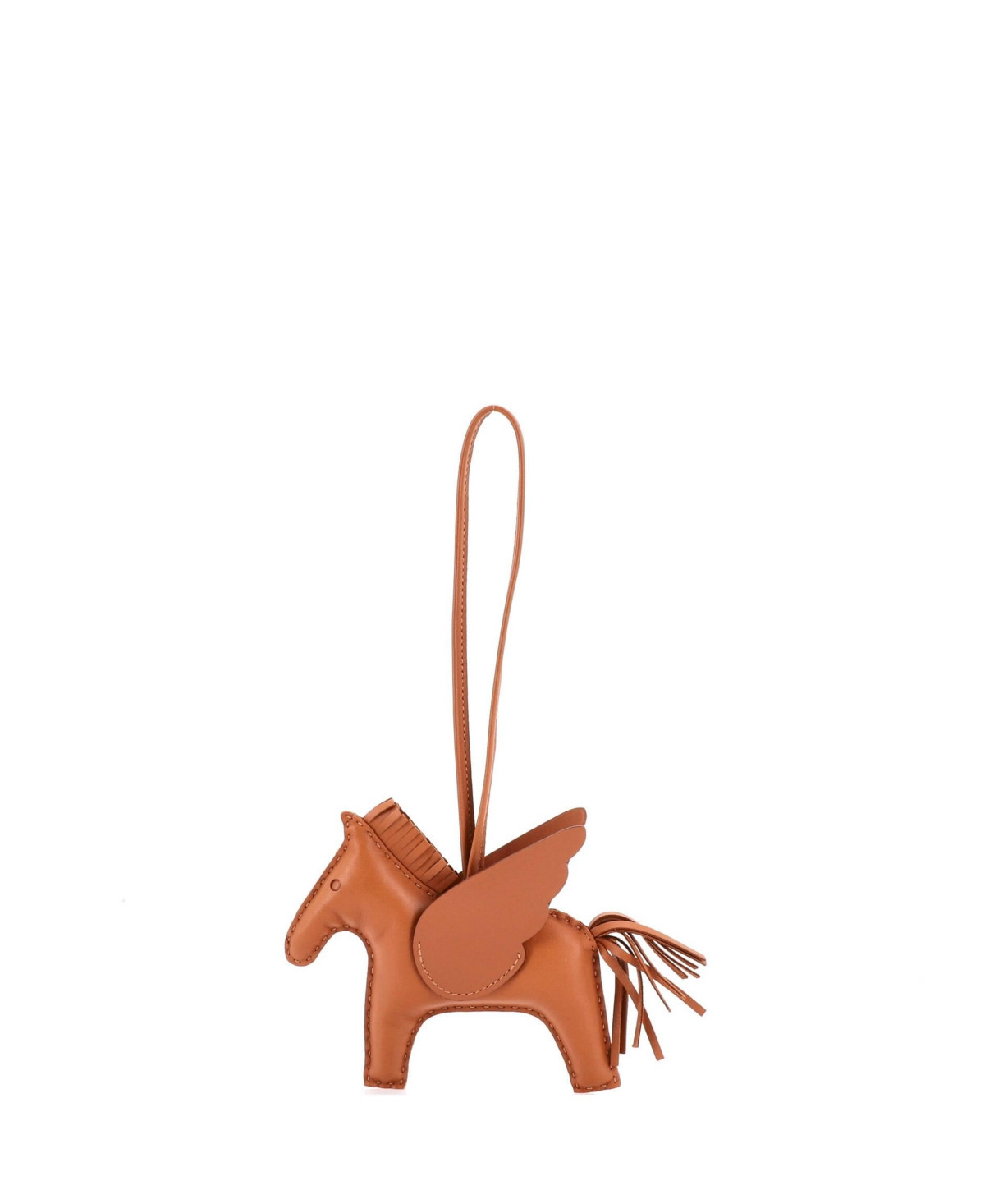 Pre-Owned Hermes Mm Monochrome Pegase Rodeo Bag Charm Leather - Brown | Macy's