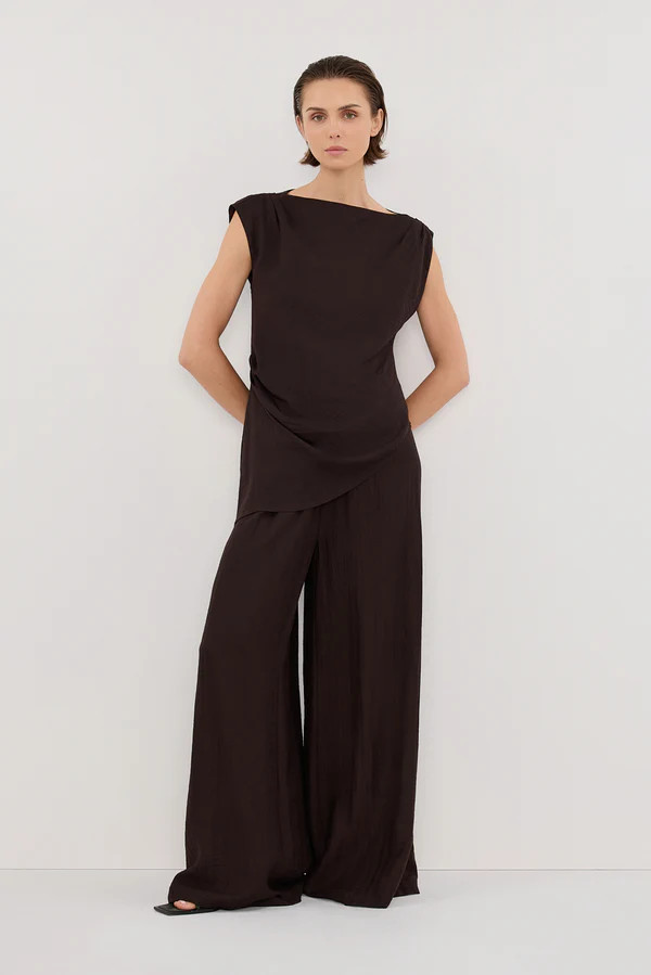 SHYLA BITTER CHOC ASYMMETRICAL TOP | DISSH