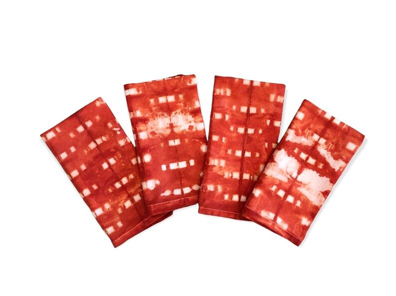 TOMATO SHIBORI Tie Dye Napkin Set |  Tocayo Red Hand Dyed Cotton Table Linens | Furoshiki | Etsy (US)
