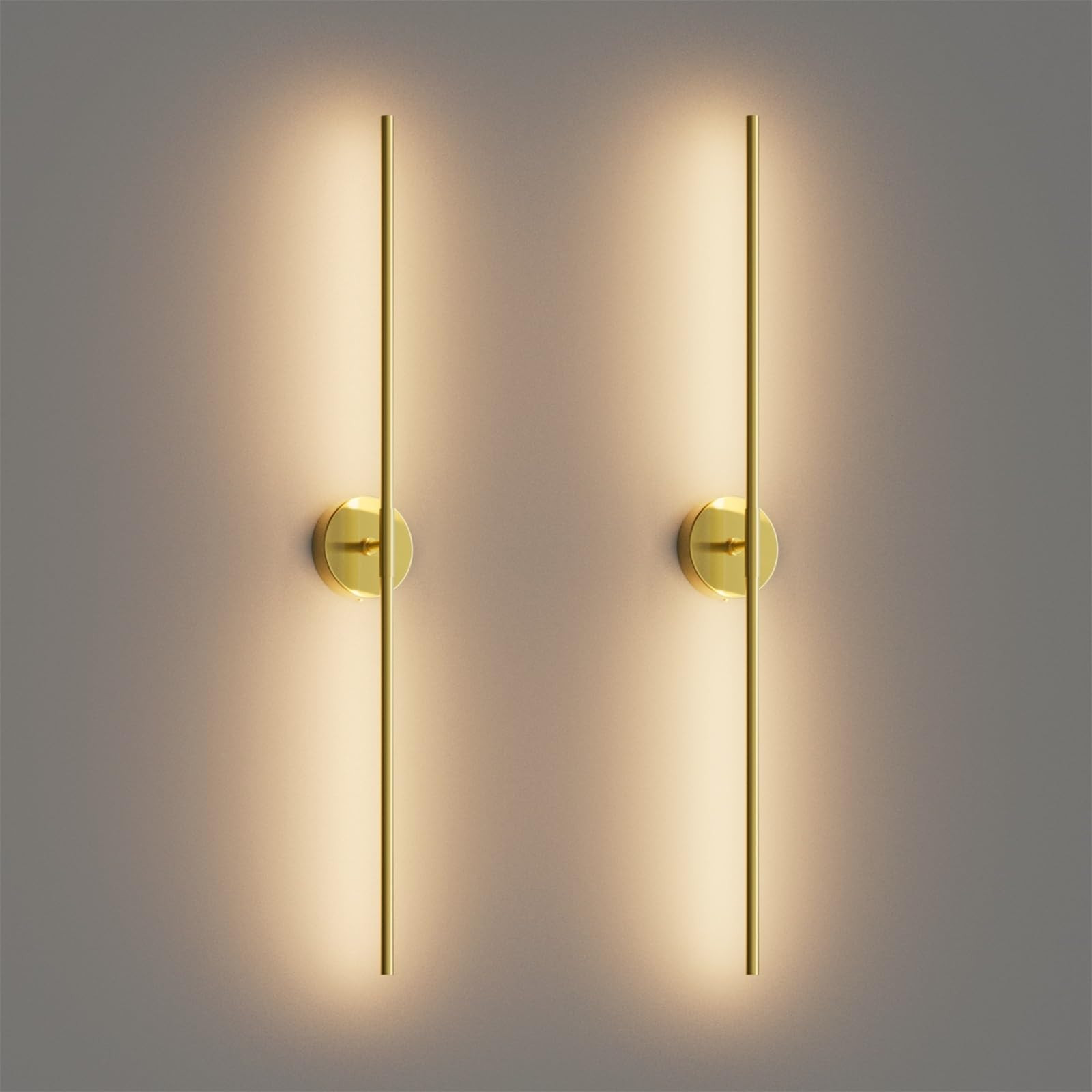 40Inch Hardwired Gold Wall Sconces Set of Two,360° Rotate Modern Linear Wall Light 30W Gold Vani... | Amazon (US)