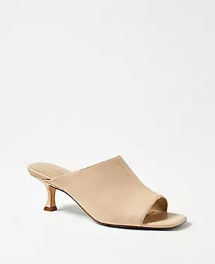 Kitten Heel Leather Mule Sandals | Ann Taylor (US)