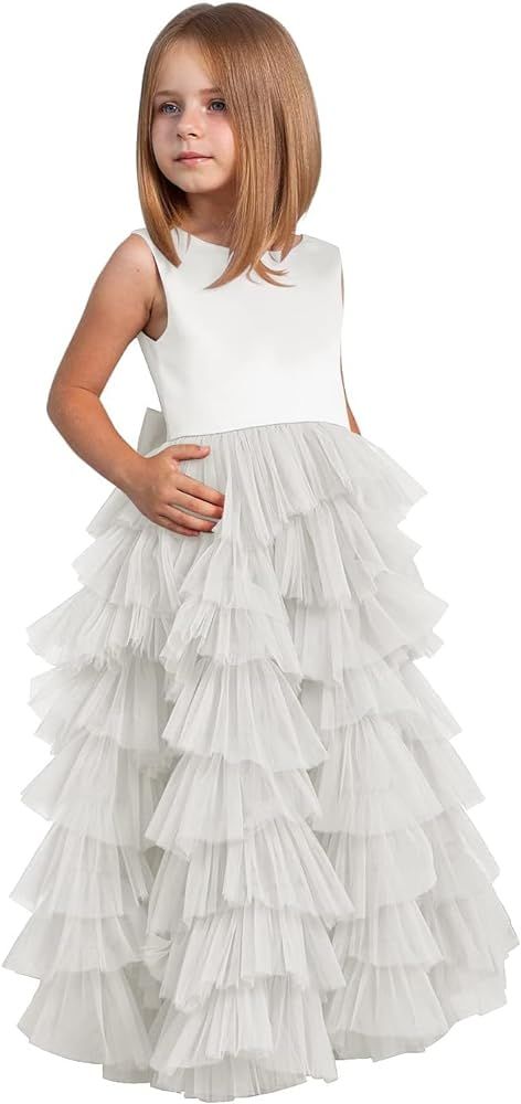 MCieloLuna Flower Girl Dresses for Wedding Bow-Knot Multilayer Puffy Tulle Pageant Princess First... | Amazon (US)