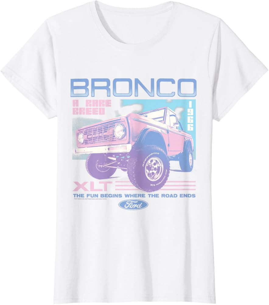 Ford - Pastel Bronco XLT Rare Breed Fun Begins 1966 T-Shirt | Amazon (US)