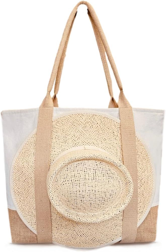 TRIBECA TRIBE Large Beach bag for women - travel tote beach bag- women vacation beach bag hat hol... | Amazon (US)