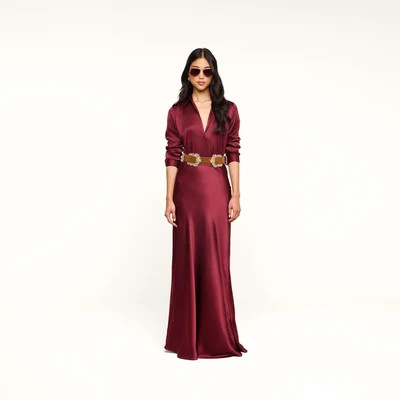 L'AGENCE Ryker Silk Maxi Skirt In Merlot Red | L'Agence